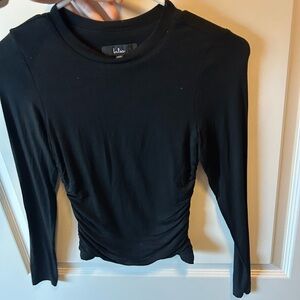 Lulus Black Long Sleeve Ruched Top
